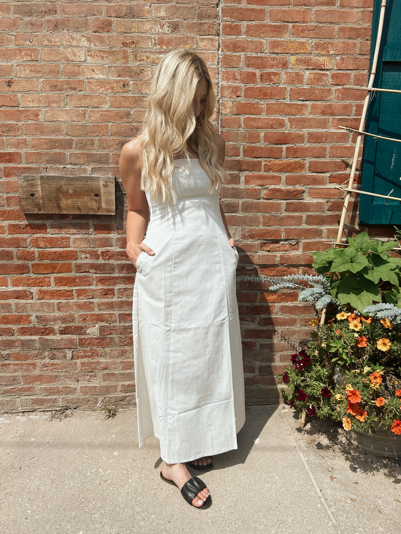 Strapless Maxi Dress-Khaki