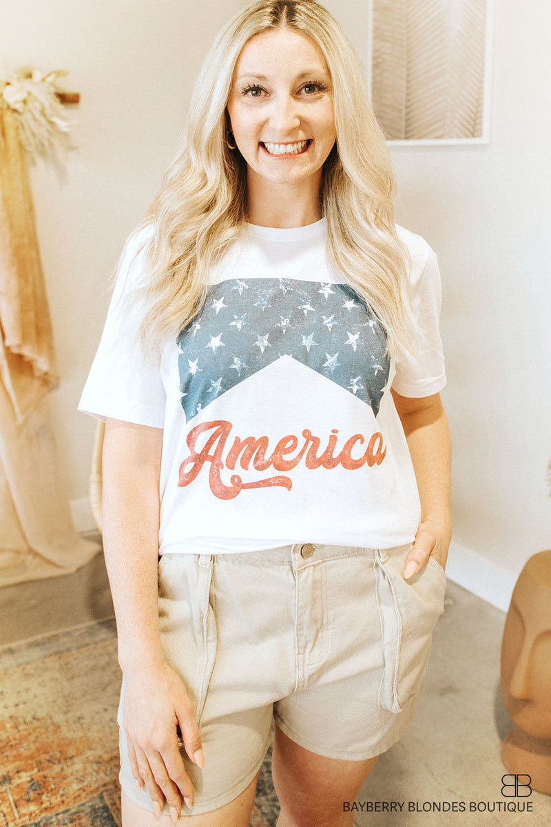 America Graphic Tee-White