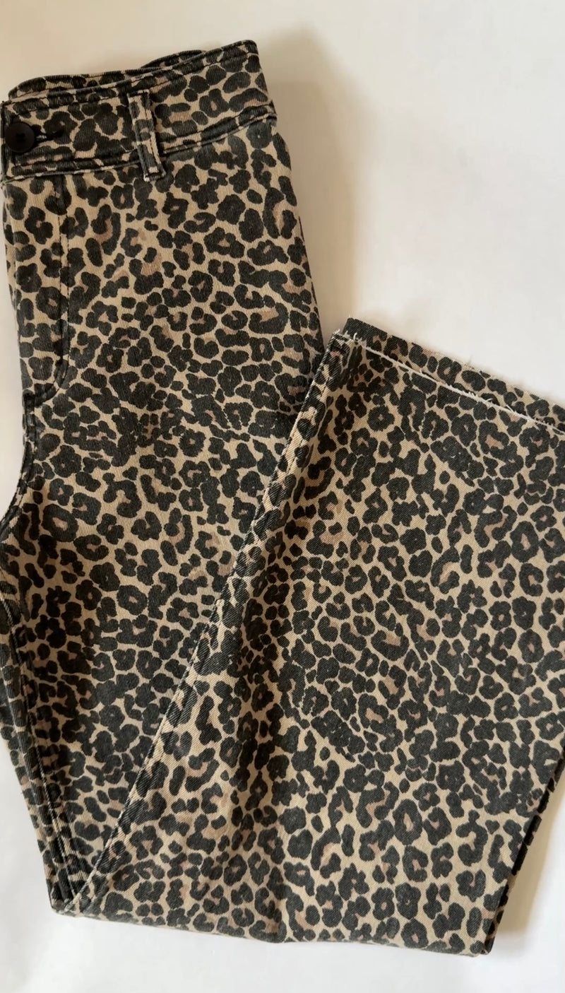 Leopard Print Pant-Black/Tan