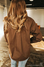 Long Sleeve  Button Down -Brown
