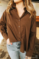 Long Sleeve  Button Down -Brown